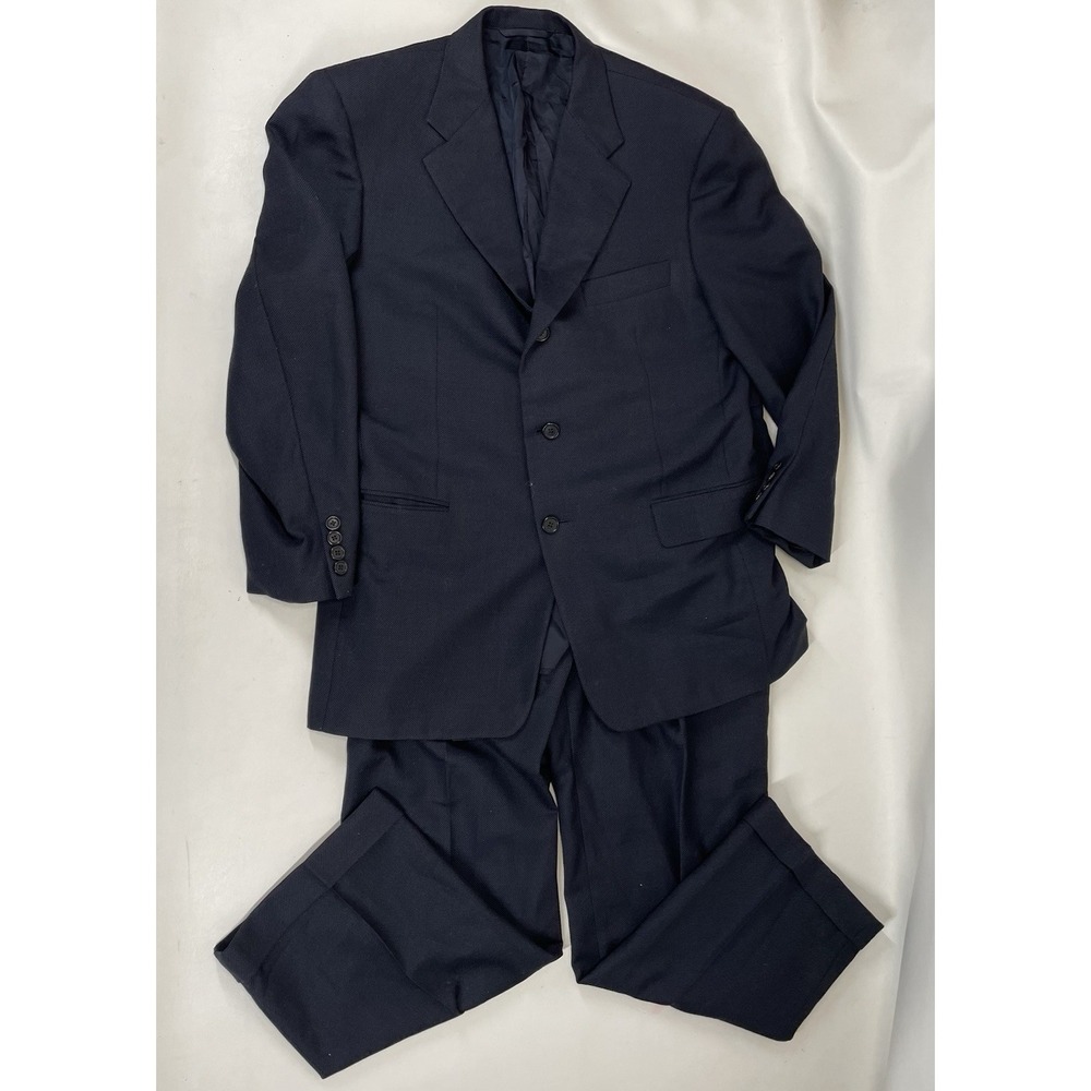 Hickey Freeman Collection Nordstrom Wool Suit Set Mens Size 41 Short Blue